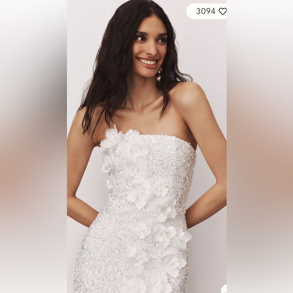 Anthropologie Helsi Liliana Strapless Floral Appliqué Stretch Sequin Midi Dress